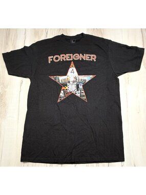 FOREIGNER Adult LARGE Black Cotton Texas Tour 2020 S/S 2-Sided Graphic T-SHIRT